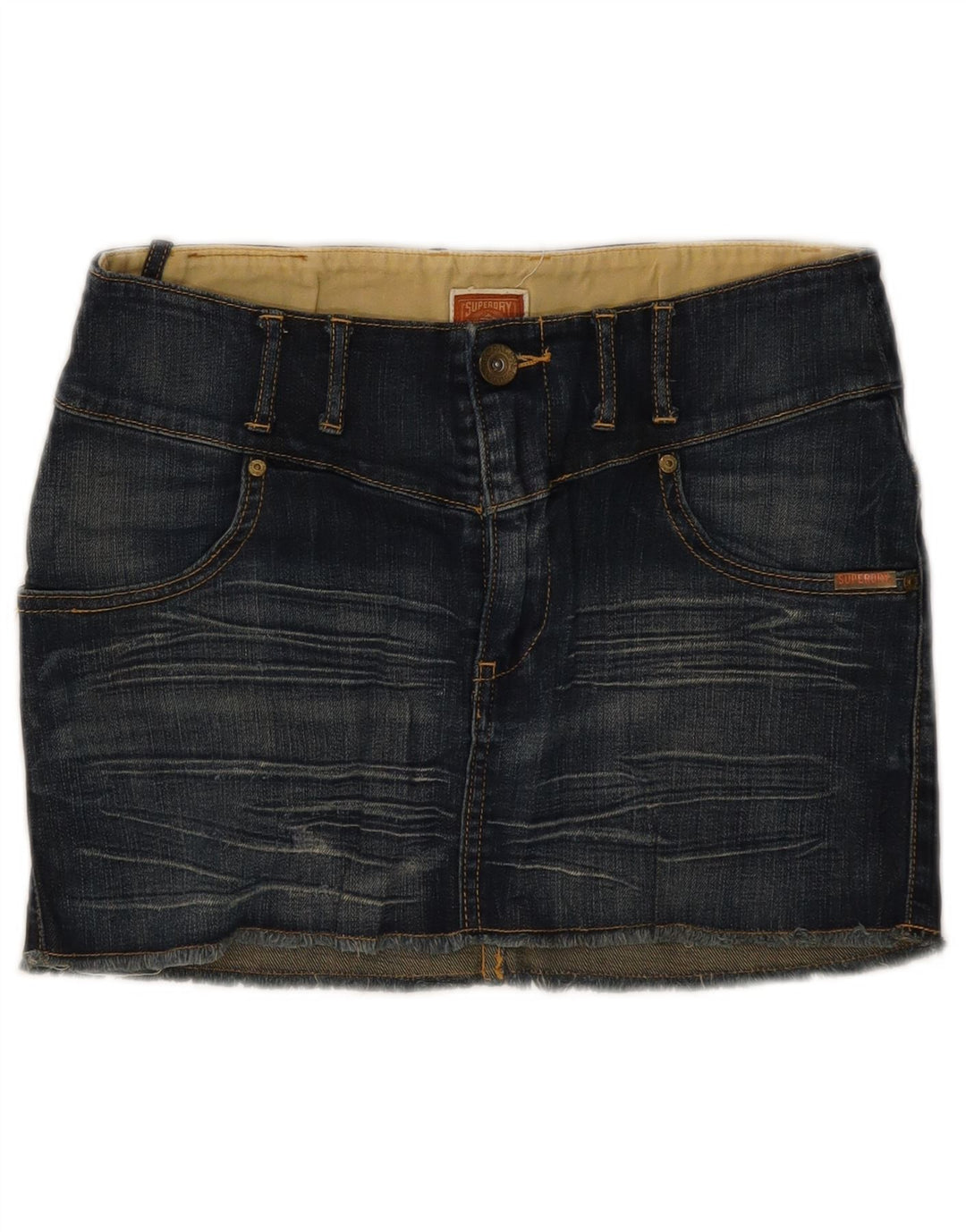 SUPERDRY Женская джинсовая мини-юбка W30, средний синий хлопок, хлопок