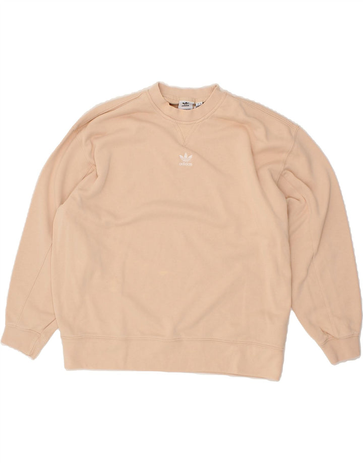 ADIDAS Womens Oversized Sweatshirt Jumper UK 8 Small Beige Cotton Vintage Adidas and Second-Hand Adidas from Messina Hembry 