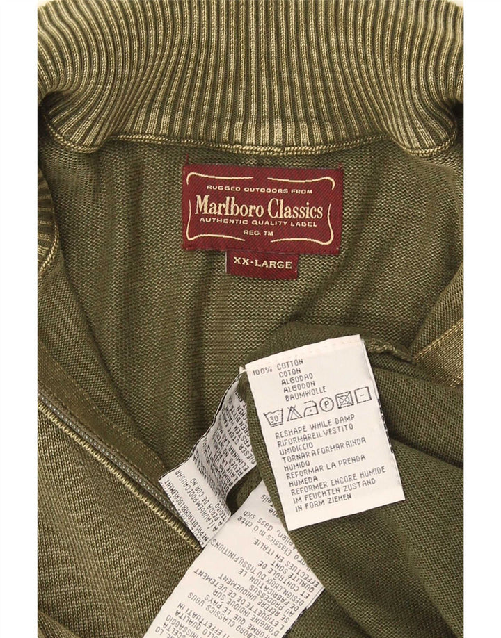 Мужской джемпер с воротником на молнии Marlboro Classics 2XL, хлопок цвета хаки
