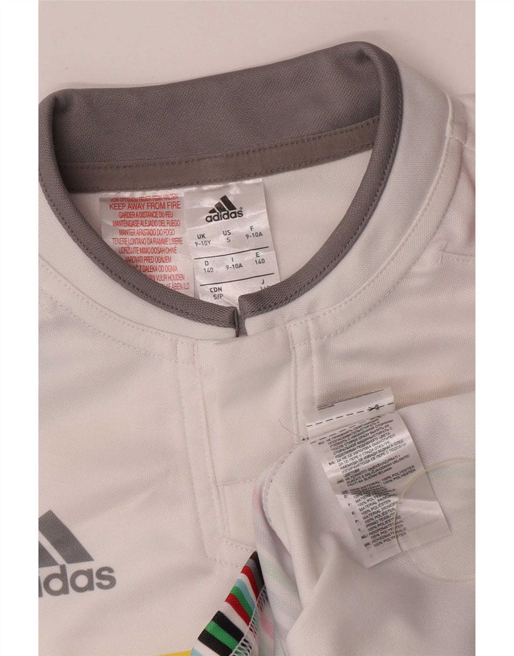 Футболка Adidas с рисунком для мальчиков, топ 9-10 лет, белый полиэстер