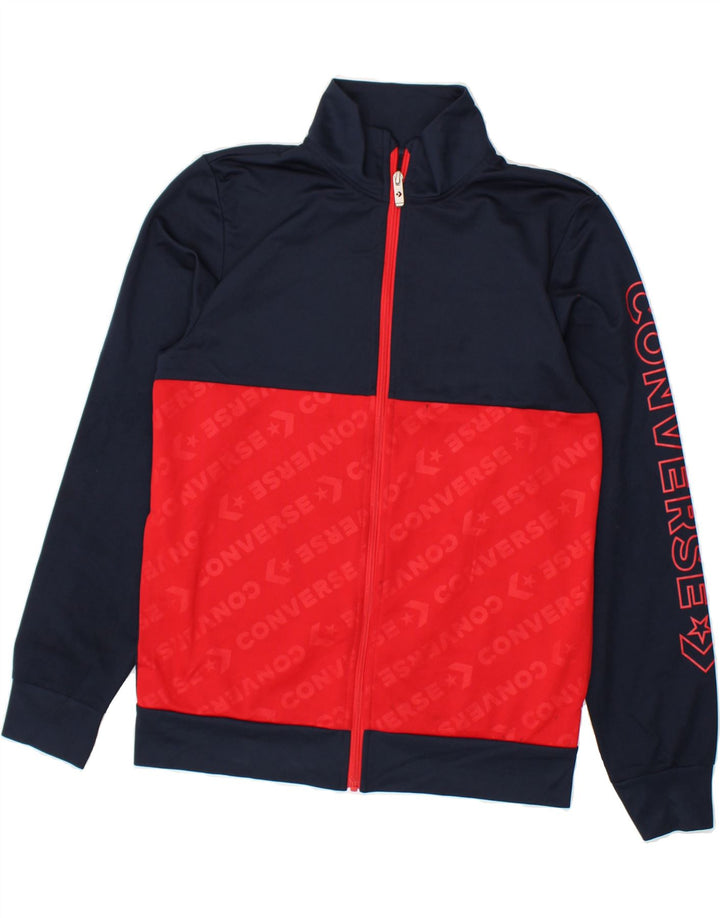 CONVERSE Boys Tracksuit Top Jacket 13-14 Years XL Navy Blue Colourblock Vintage Converse and Second-Hand Converse from Messina Hembry 
