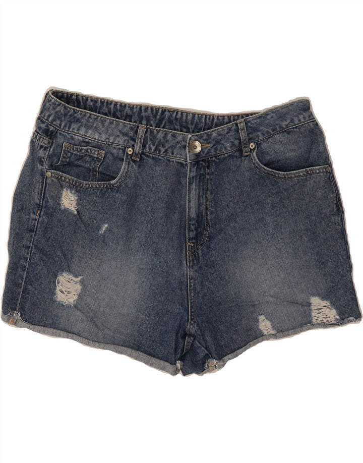 BENETTON Womens Distressed Denim Shorts W34 Large  Blue Cotton Vintage Benetton and Second-Hand Benetton from Messina Hembry 