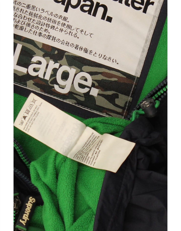 SUPERDRY Женская ветровка с капюшоном UK 16, большой темно-синий полиэстер