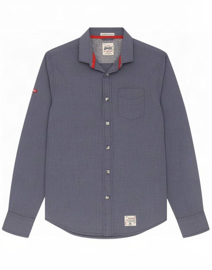 Superdry Мужская рубашка, средний синий хлопок