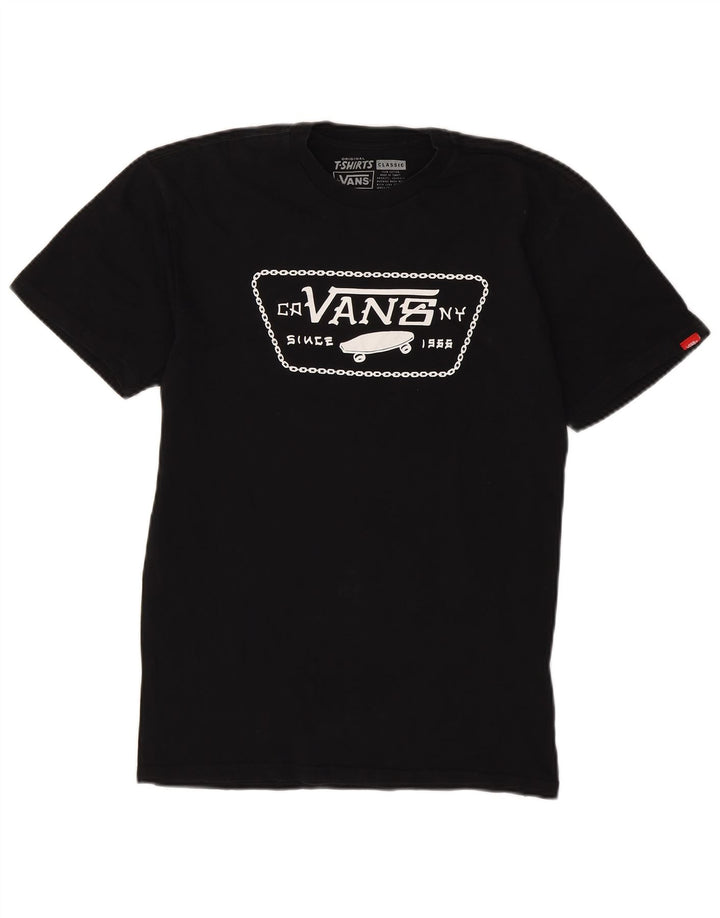 Мужская футболка классического кроя с графическим рисунком Vans, средний черный хлопковый топ