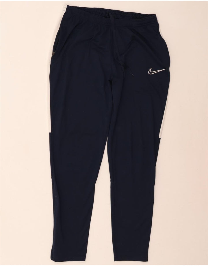 Мужские спортивные брюки Nike Dri Fit, большие темно-синие, полиэстер с цветными блоками