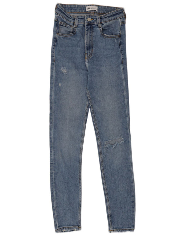 Женские потертые джинсы скинни Zara EU 36 XS W26 L26 синие