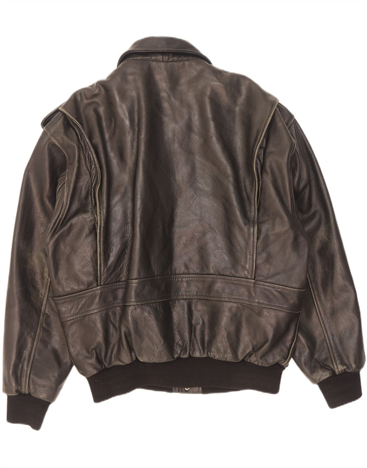 Винтажная мужская кожаная куртка в стиле милитари UK 42 XL, черная