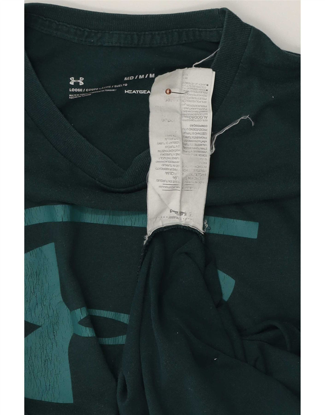 Мужская футболка с рисунком Under Armour, хлопковый топ среднего зеленого цвета