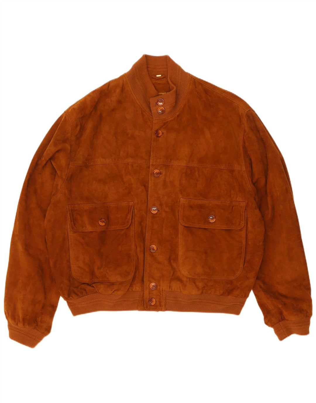 Vintage Mens Suede Bomber Jacket IT 50 Large Brown Leather