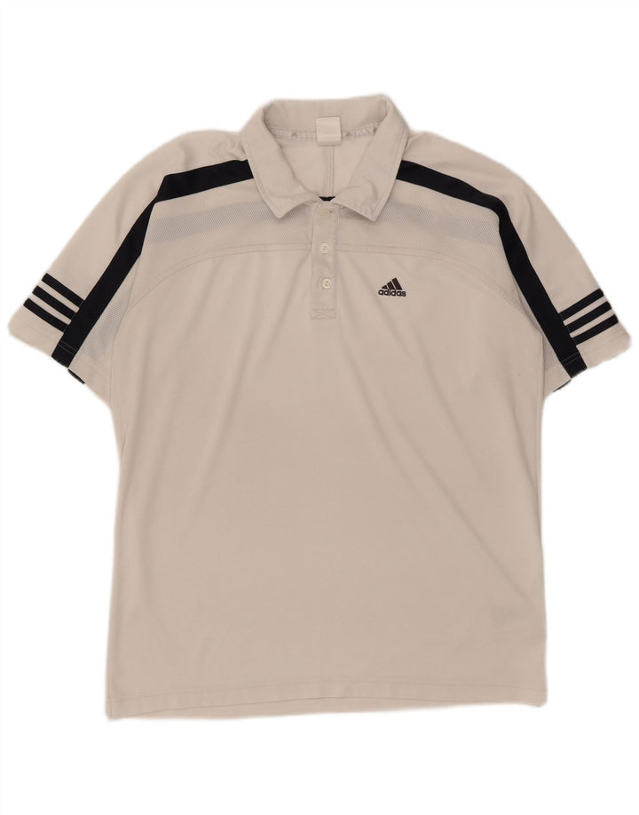 ADIDAS Mens Polo Shirt Medium White Colourblock Polyester