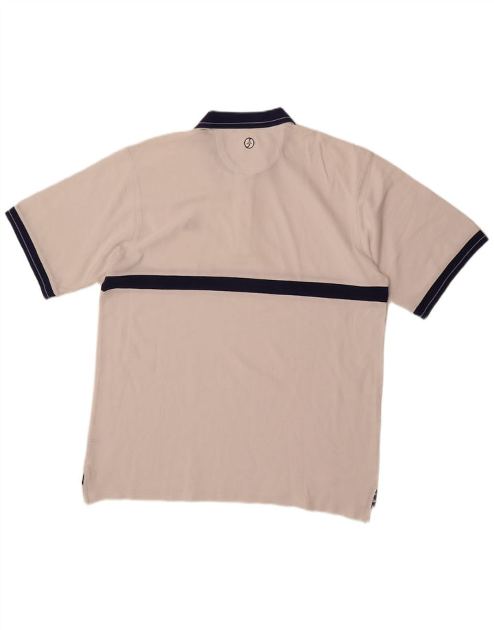 Мужская рубашка-поло Adidas UK 40/42, средний белый хлопок с цветными блоками