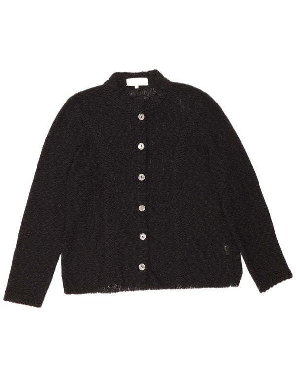 Vintage Womens See Through Cardigan Sweater IT 50 XL Black Acrylic