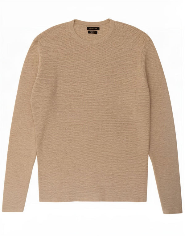 Мужской джемпер с круглым вырезом Massimo Dutti, средний бежевый, хлопок