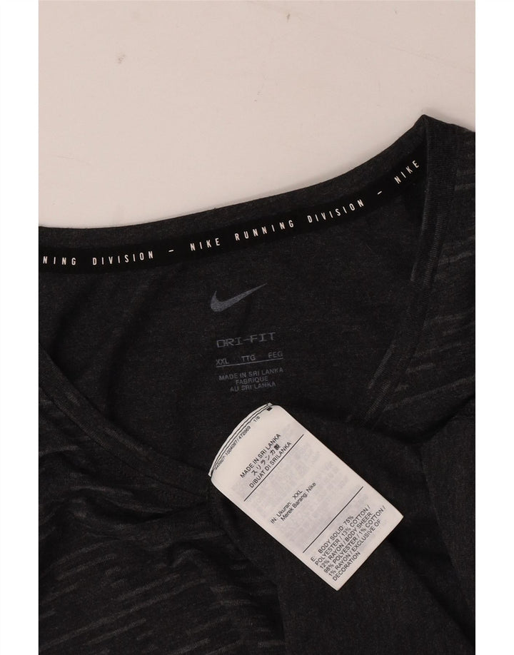 Мужская футболка Nike Dri Fit 2XL, серый полиэстер с геометрическим рисунком