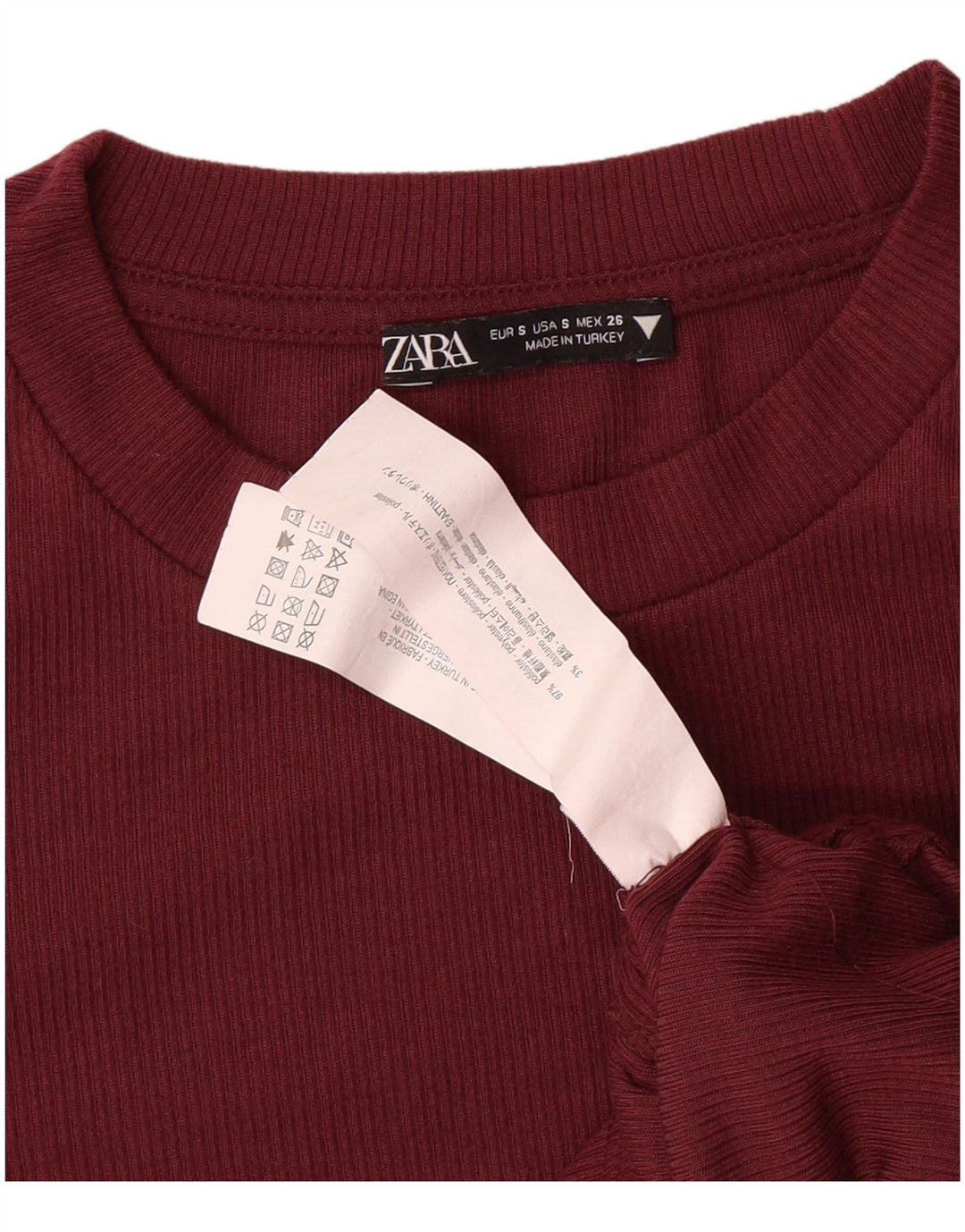 ZARA Womens Crop Blouse Top UK 8 Small Maroon Polyester