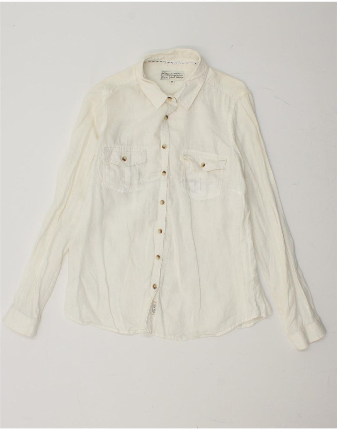 Женская рубашка FAT FACE UK 14, льняная, среднего размера, белого цвета