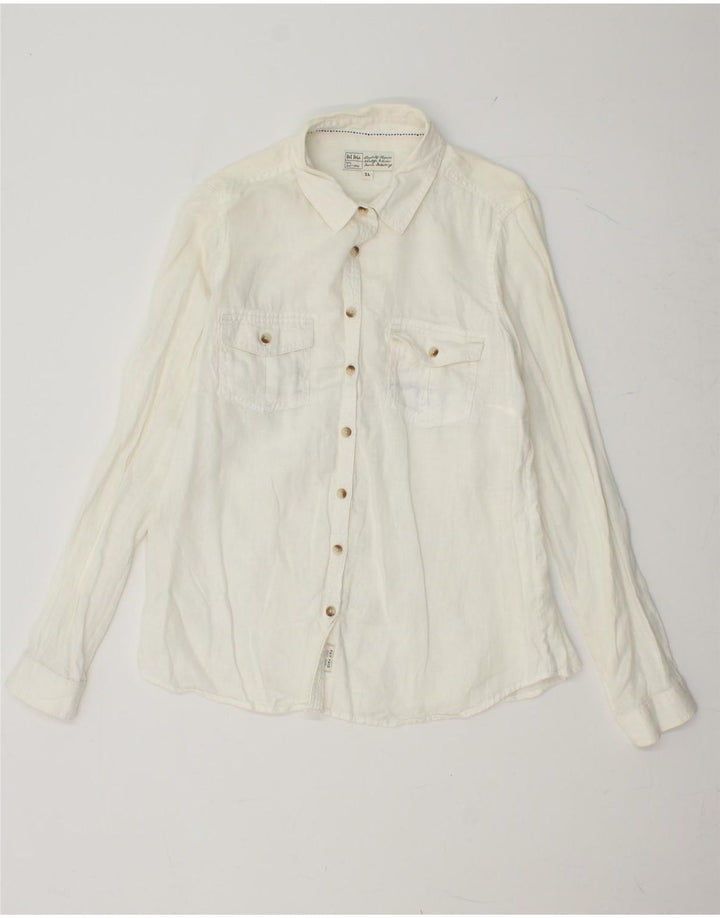 Женская рубашка FAT FACE UK 14, льняная, среднего размера, белого цвета