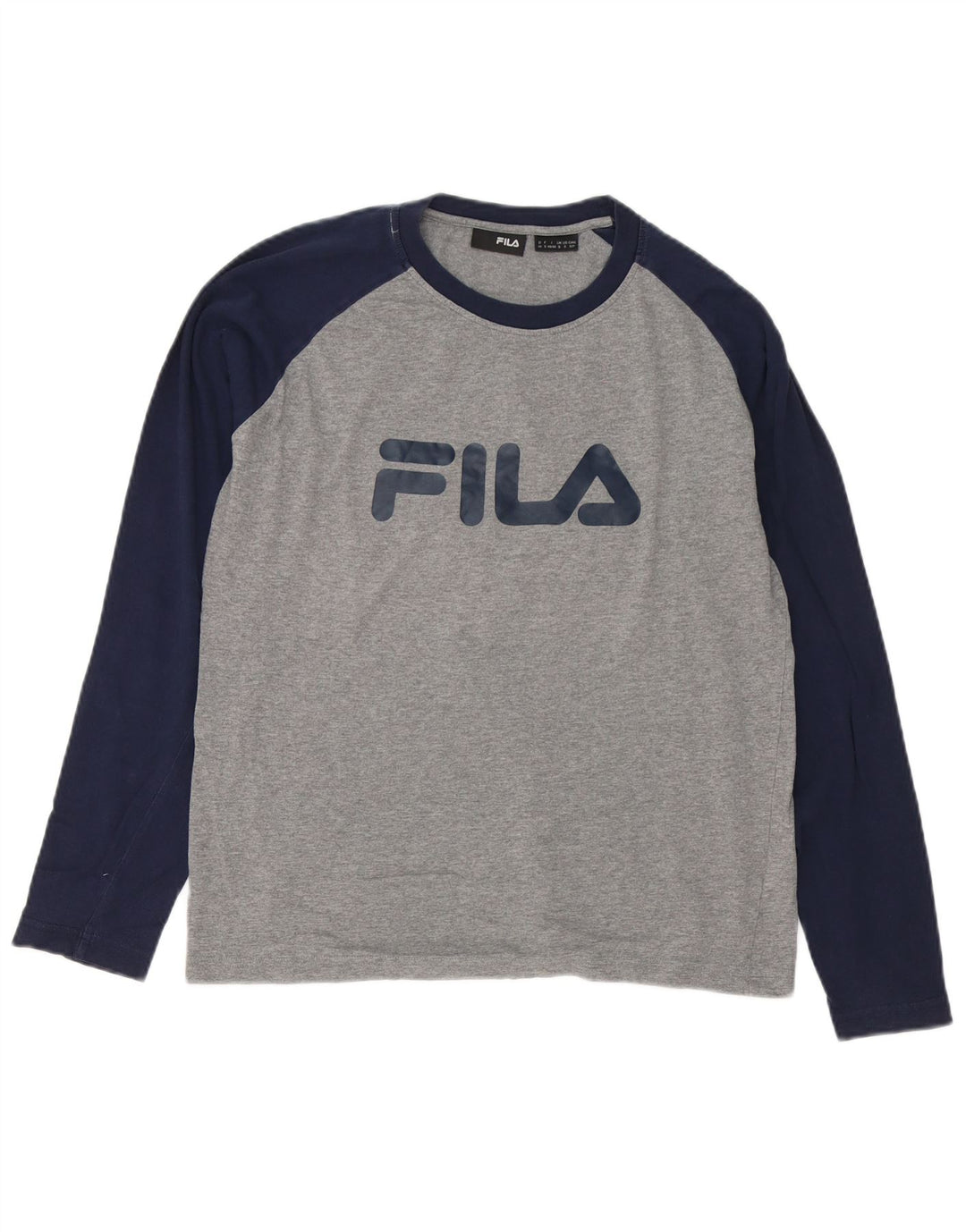 Fila Мужской топ с рисунком, длинный рукав, маленький серый, хлопок с цветными блоками