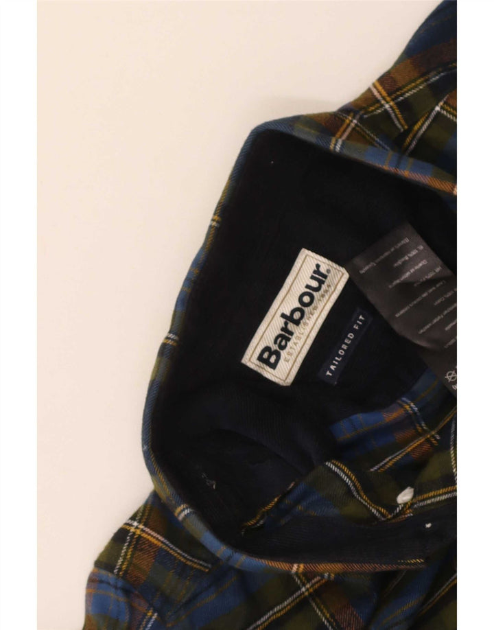 Мужская фланелевая рубашка Barbour среднего размера, темно-синяя клетка, хлопок