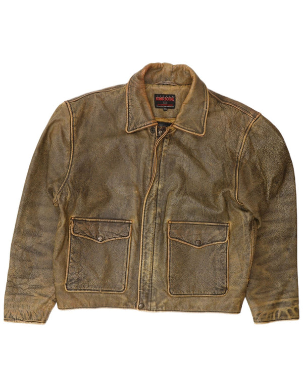 Мужская кожаная куртка BOMB BOOGIE UK 44 2XL Коричневая кожаная байкерская куртка