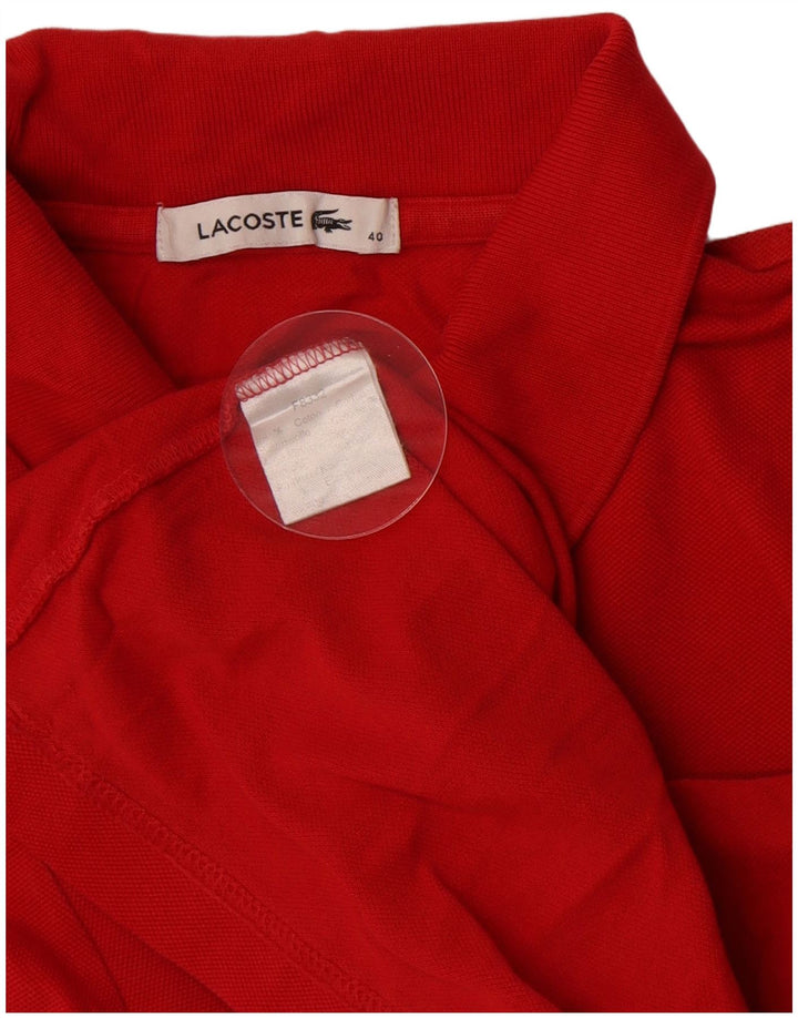 Женская рубашка поло Lacoste с длинным рукавом, размер 40, средний красный хлопок, хлопок