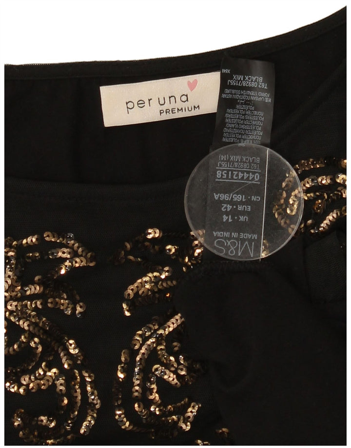 MARKS & SPENCER Womens Long Sleeve Shift Dress UK 14 Medium  Black