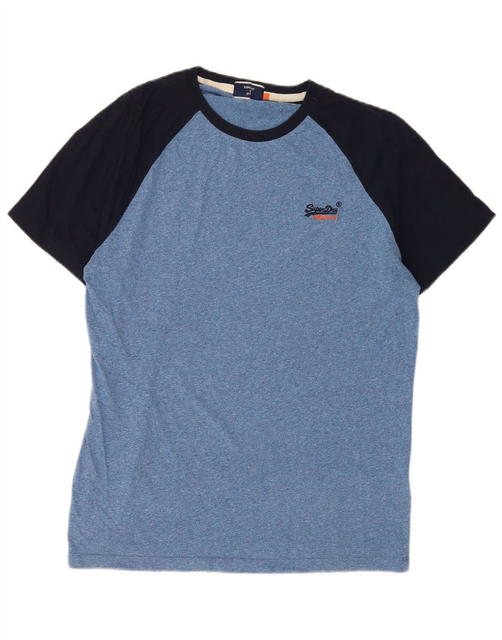 Мужская футболка Superdry, большая синяя хлопковая рубашка с цветными блоками