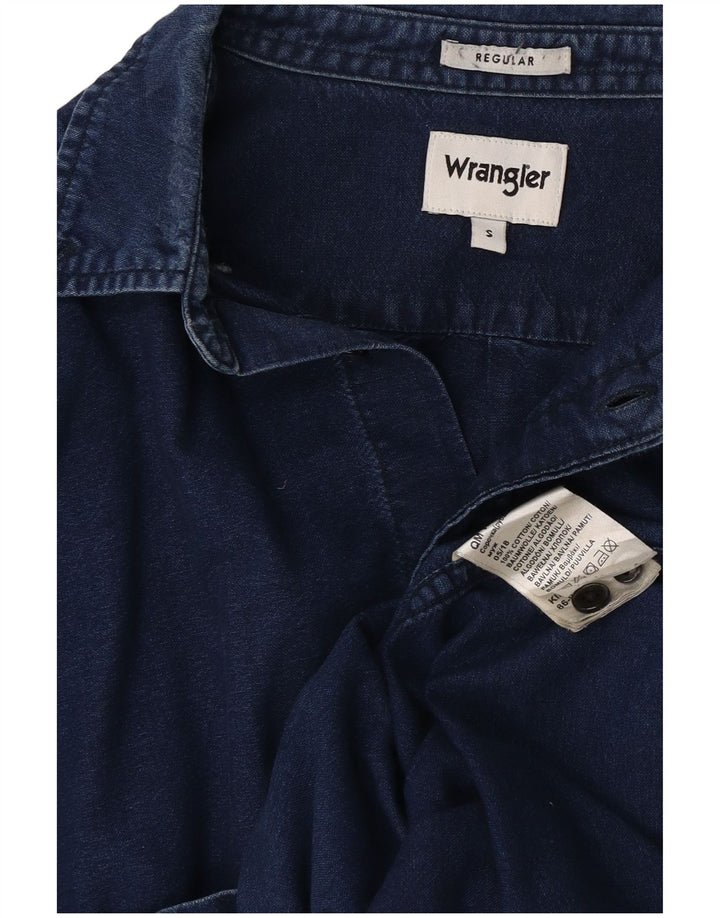 Мужская джинсовая рубашка Wrangler, маленькая, темно-синяя, хлопок