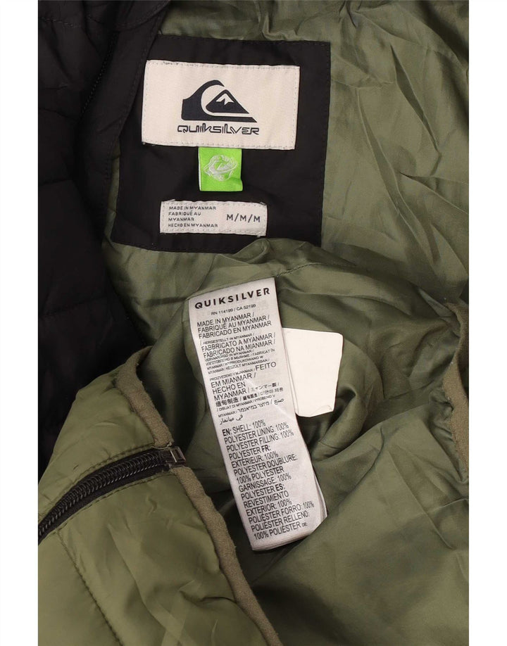 Мужская утепленная куртка с капюшоном Quiksilver UK 38, средний зеленый цвет с цветными блоками