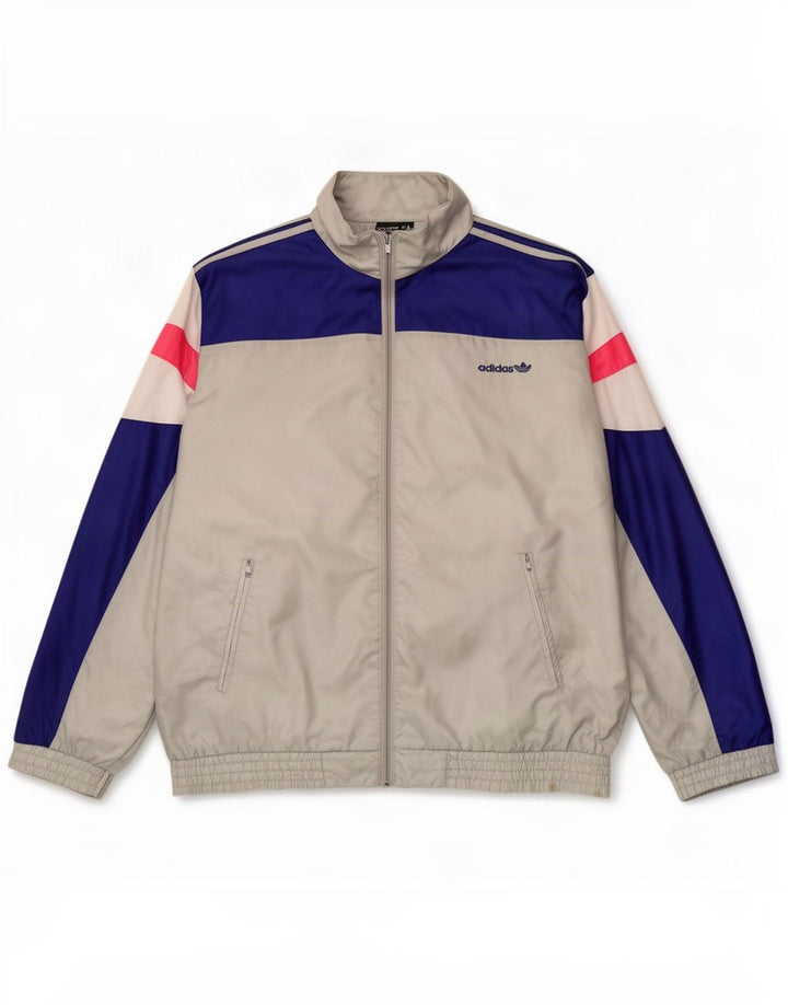 Мужская спортивная куртка Adidas UK 38/40, средний серый цвет с цветными блоками, полиамид
