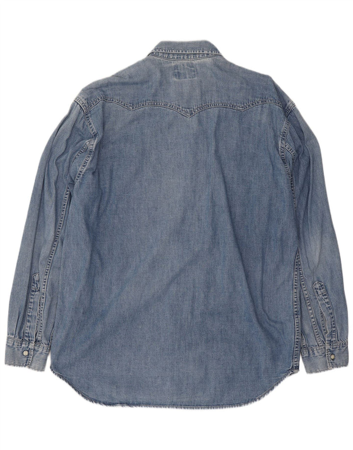 Мужская джинсовая рубашка Levi's, большая синяя хлопковая ткань