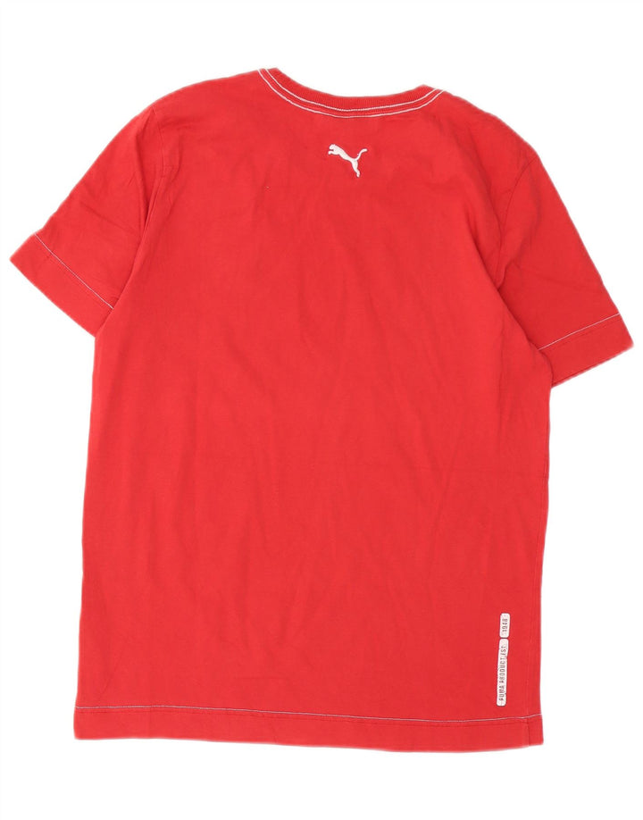Мужская футболка с рисунком PUMA, хлопковая, среднего красного цвета