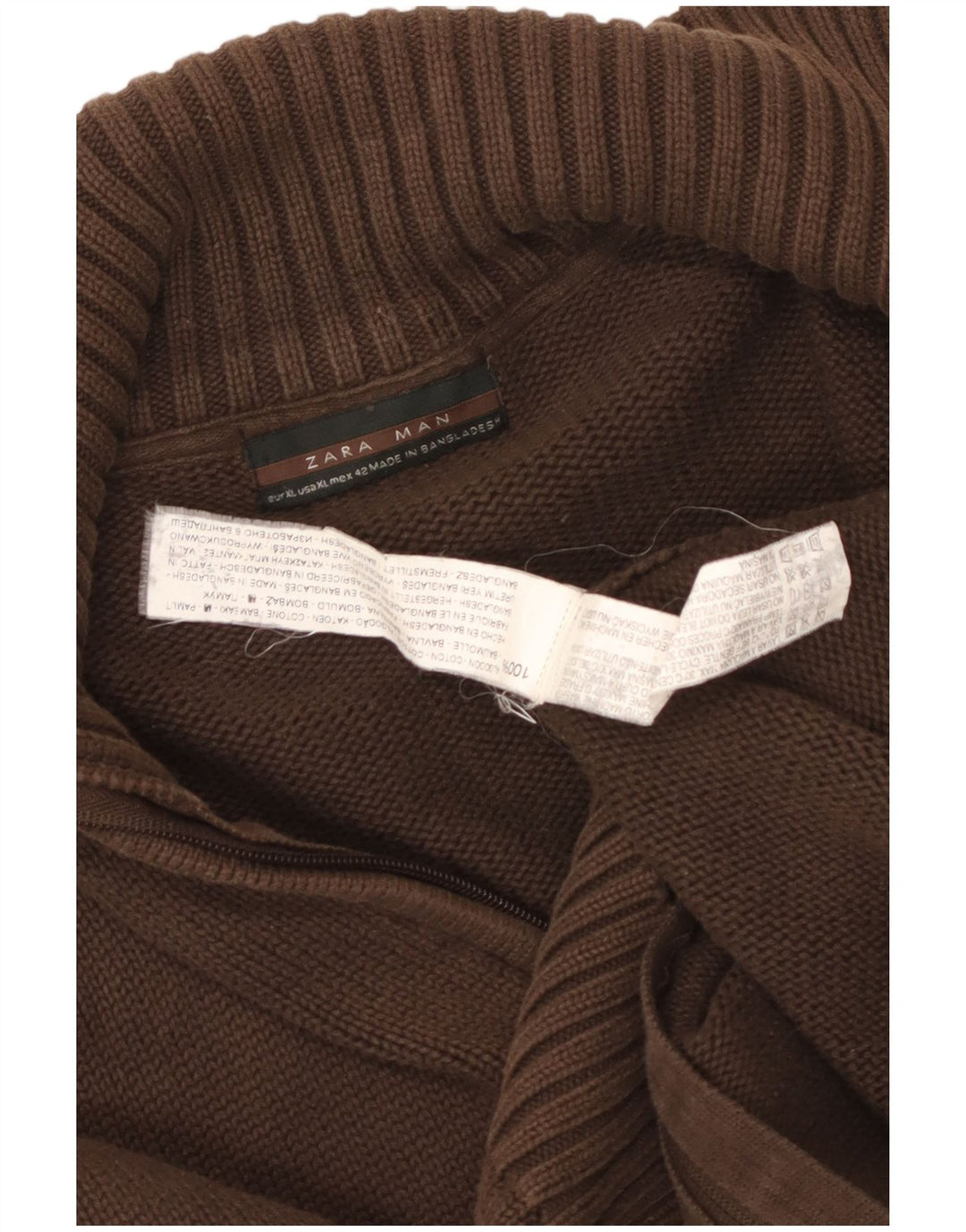 Мужской кардиган Zara XL, коричневый хлопок