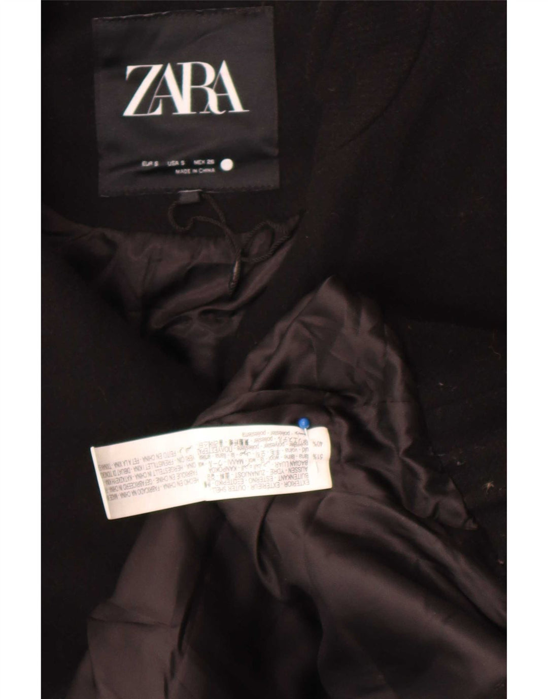 Женский бомбер Zara UK 10, маленький размер, черная шерсть