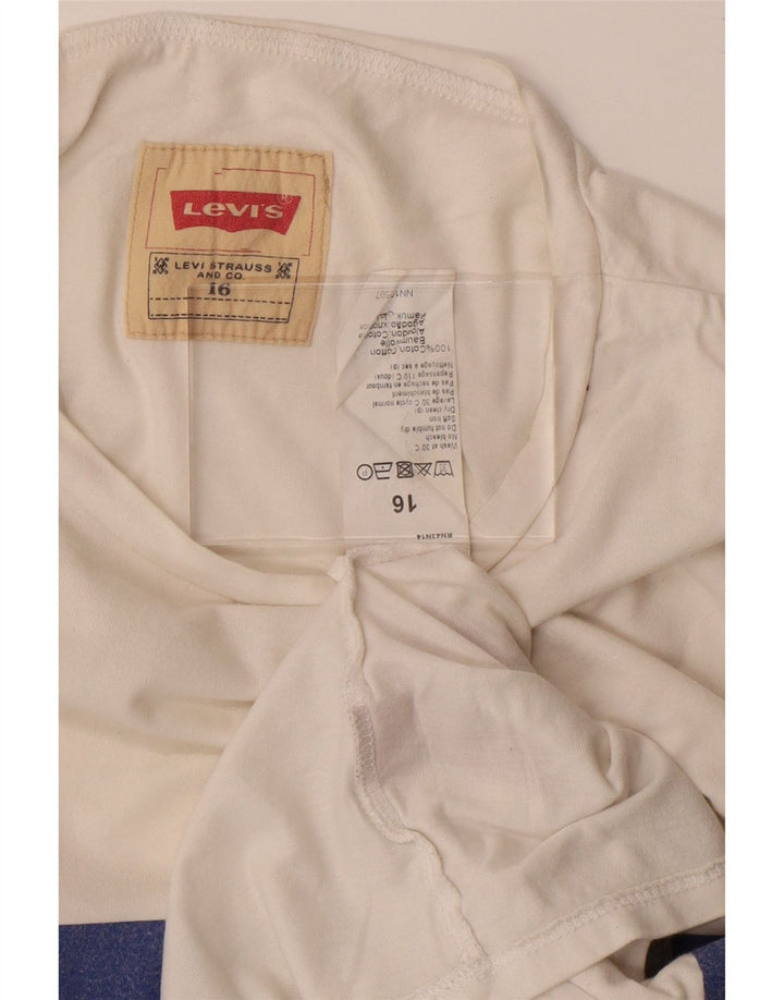 Футболка с рисунком Levi's для мальчиков, топ 15-16 лет, белый хлопок