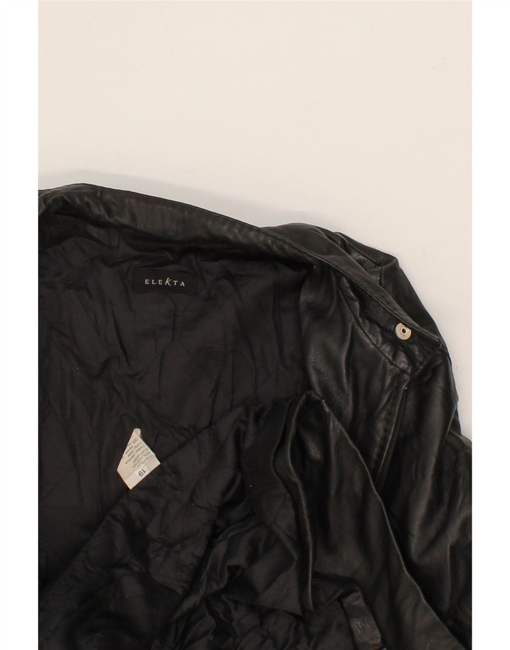 ELEKTA Womens Leather Coat UK 19 XL Black Leather Vintage Elekta and Second-Hand Elekta from Messina Hembry 