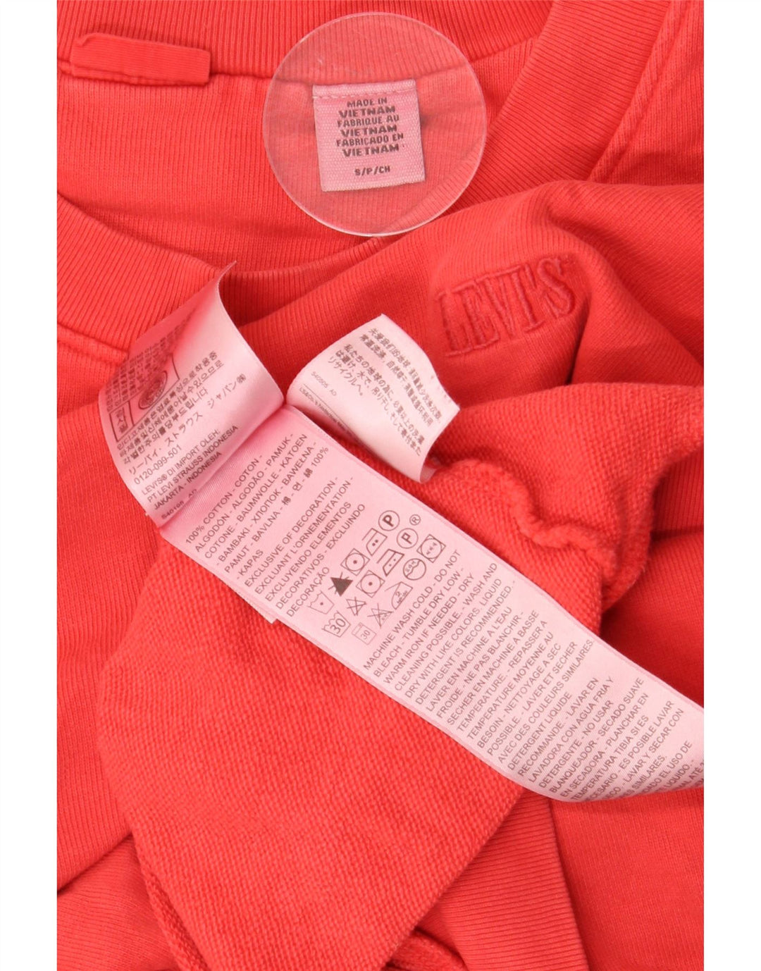 Женский укороченный свитшот оверсайз Levi's, размер UK 10, маленький красный, хлопок