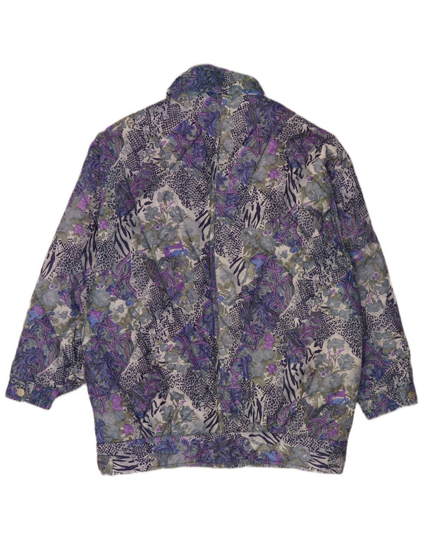 VINTAGE Womens Abstract Pattern Bomber Jacket UK 14 Medium Multicoloured