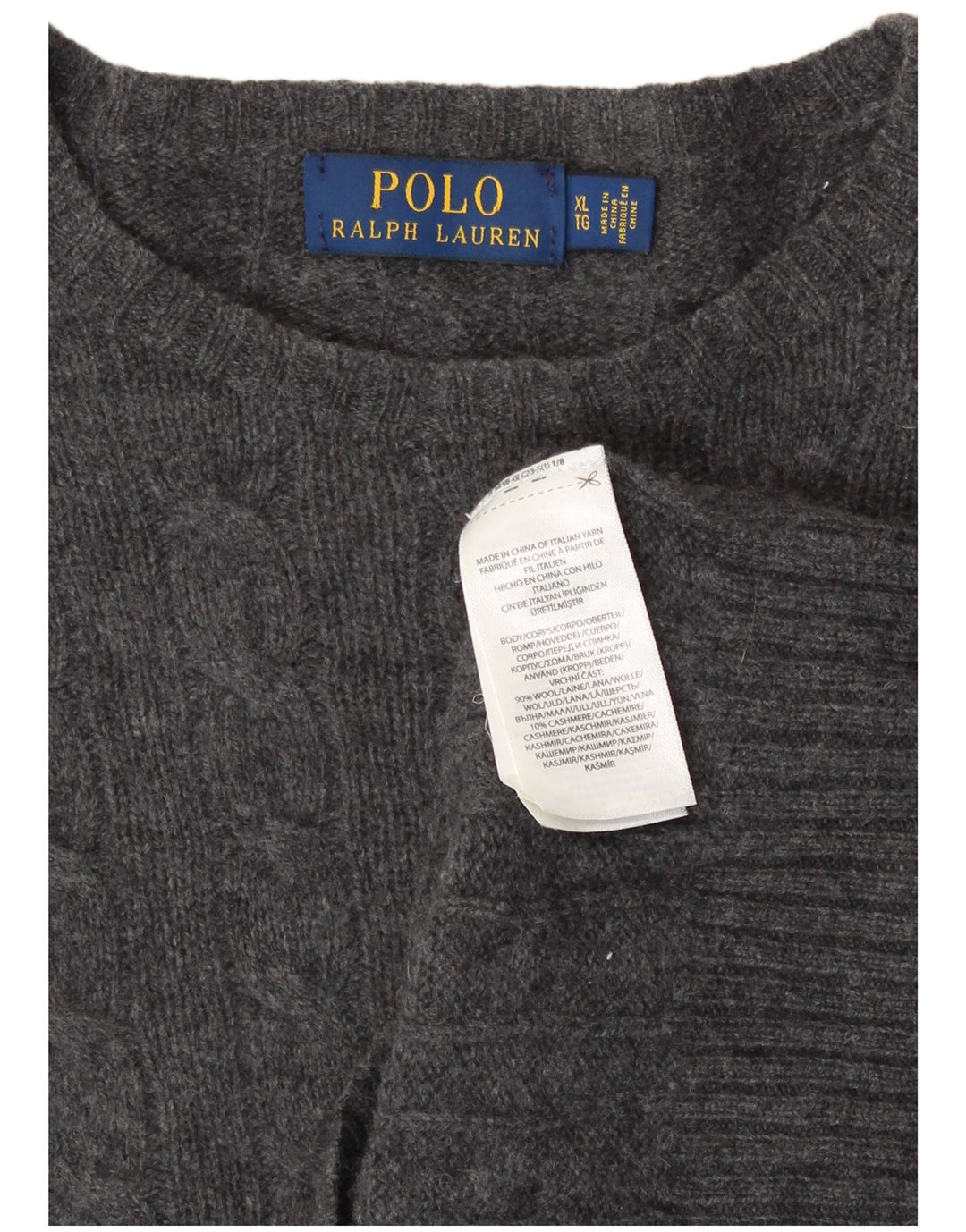 Мужской джемпер с круглым вырезом Polo Ralph Lauren XL, серая шерсть