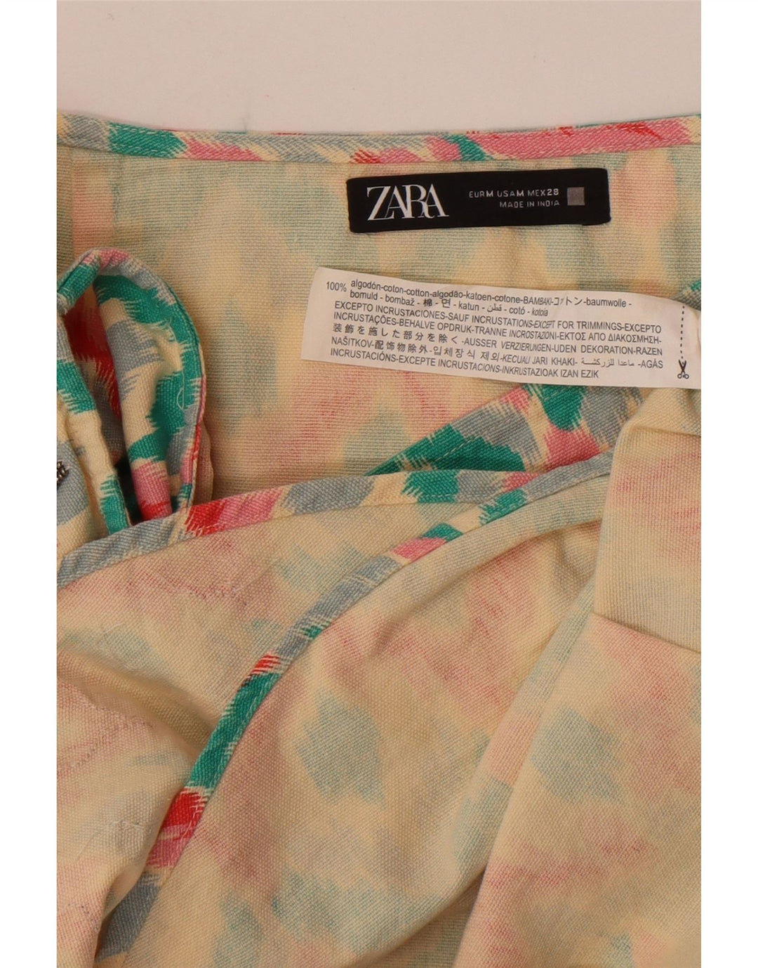 Женская юбка с запахом Zara Medium W28, разноцветный хлопок с геометрическим рисунком