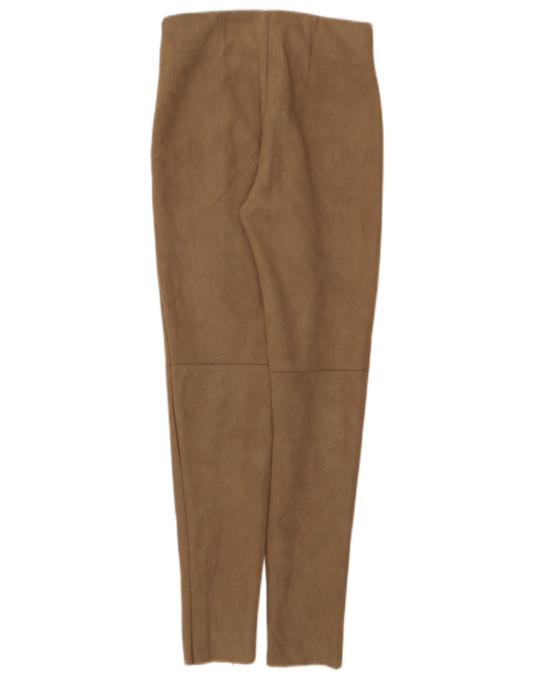 Женские повседневные узкие брюки Zara XS W24 L27, коричневые, полиэстер