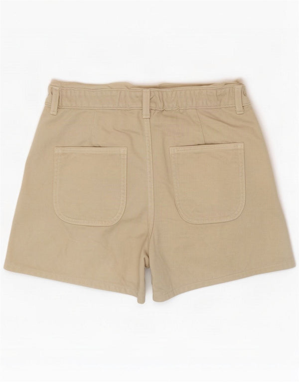 Zara Womens High Waist Denim Shorts EU 34 2XS W24 Beige Cotton