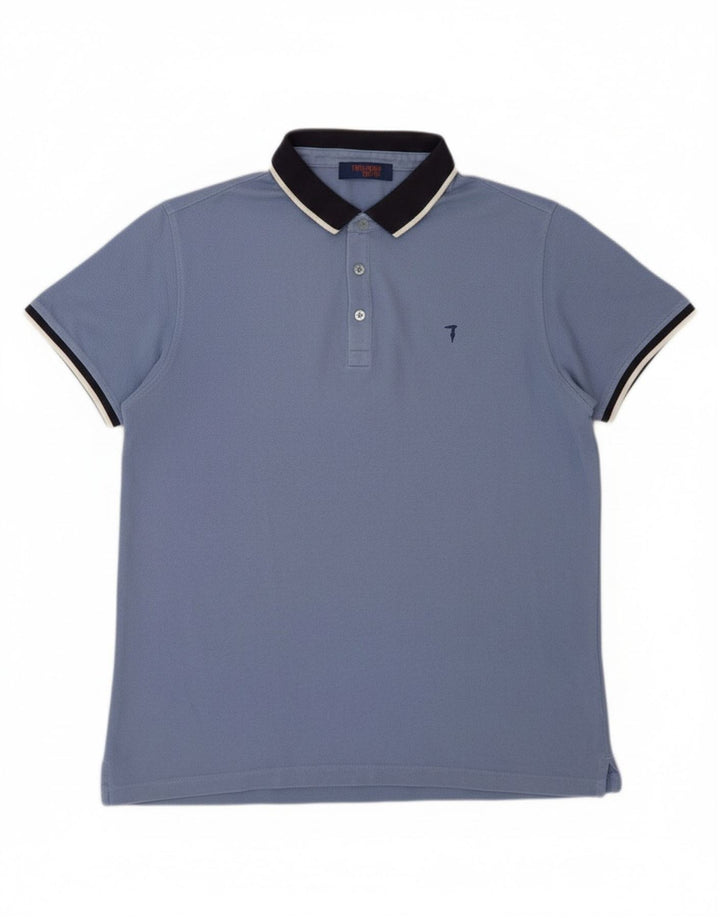 TRUSSARDI JEANS Mens Polo Shirt Large Blue