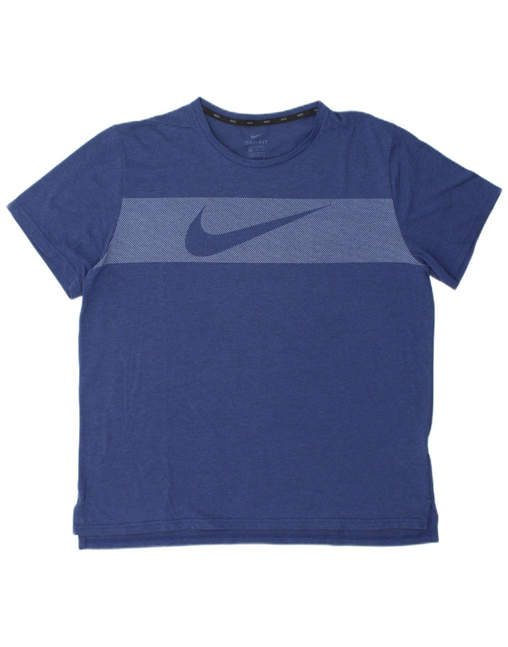 Мужская футболка с рисунком Nike Dri Fit Top XL темно-синего цвета из полиэстера