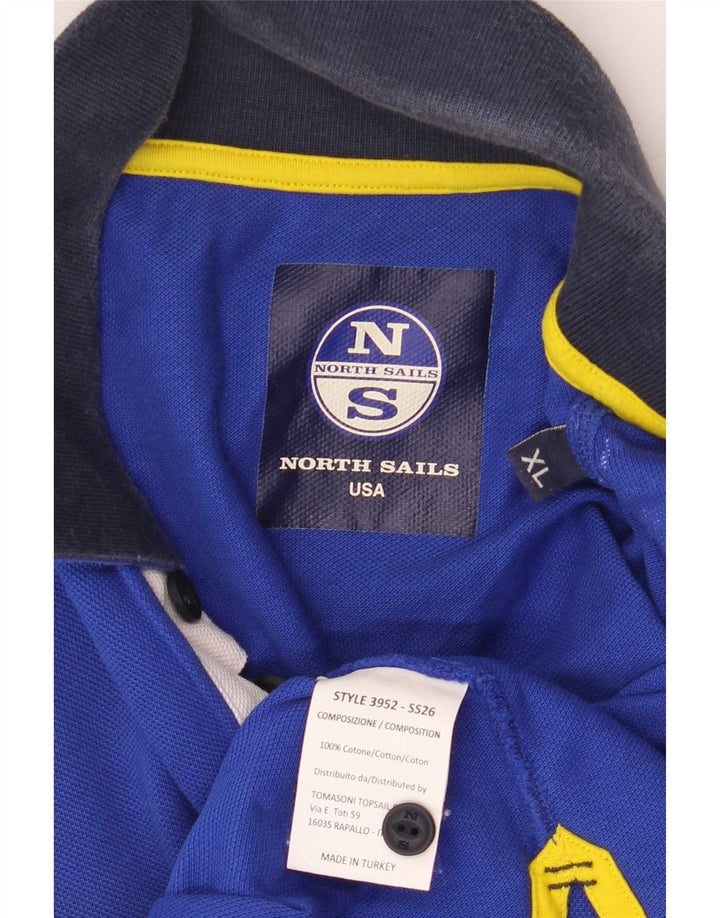 Мужская рубашка поло с графическим рисунком North Sails XL, синяя, хлопок