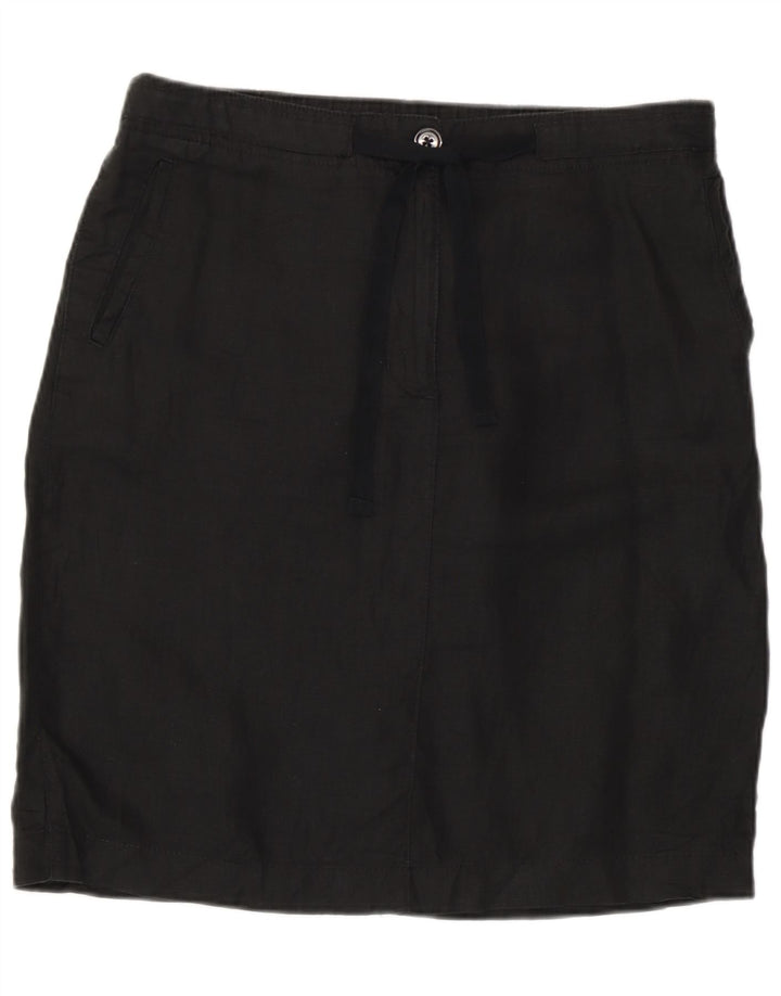 Женская прямая юбка Marks & Spencer UK 12 Medium W32, черная льняная