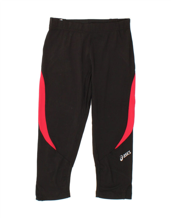 ASICS Womens Capri Tracksuit Trousers UK 8 Small Black Colourblock Vintage Asics and Second-Hand Asics from Messina Hembry 