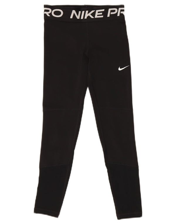 Леггинсы с рисунком Nike Dri Fit для девочек, 9–10 лет, маленькие черные, полиэстер