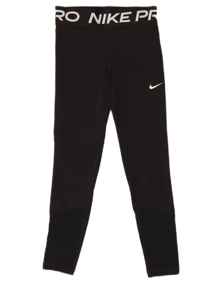 Леггинсы с рисунком Nike Dri Fit для девочек, 9–10 лет, маленькие черные, полиэстер